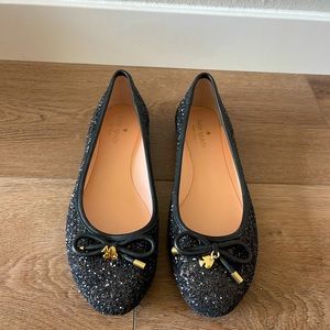 Kate Spade Willa black glitter ballet flat 8